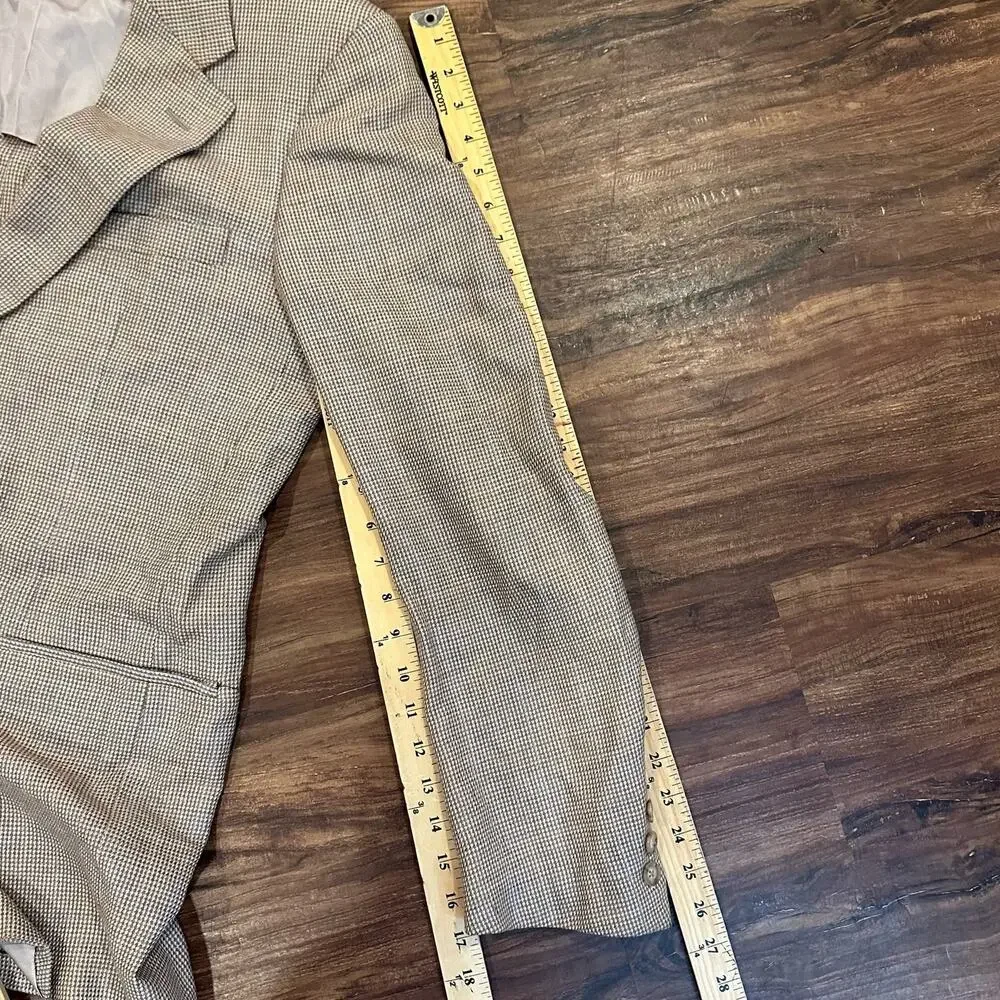 Hickey Freeman Woolf Brothers Wool Blazer Jacket SportCoat Tan Plaid 42L 42 Long